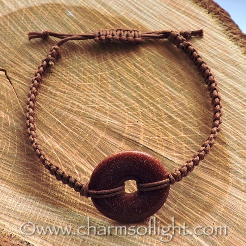 Goldstone Donut Macrame Bracelet